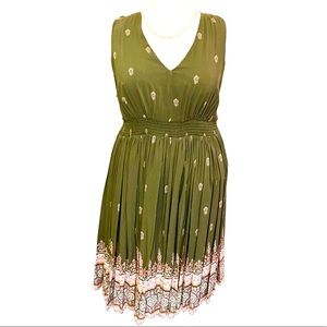 Olive and Pink Torrid Printed Chalis Dress